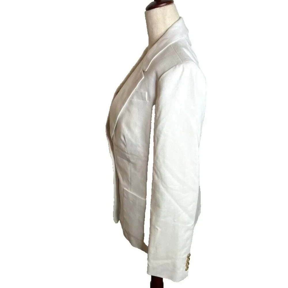 J.Crew $198 Womens Helena Blazer Stretch Linen White Size 0 BX793 - Picture 4 of 8